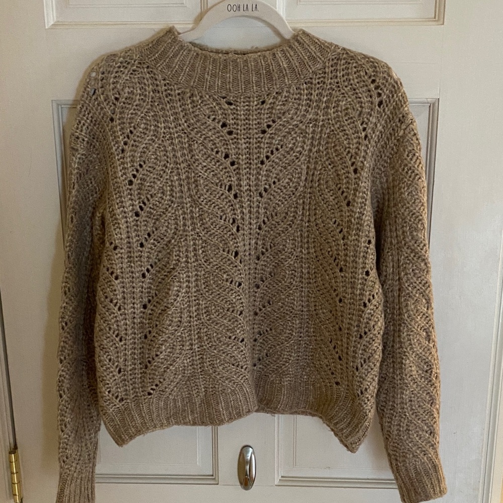 Elegant Tan Knit Turtleneck Sweater